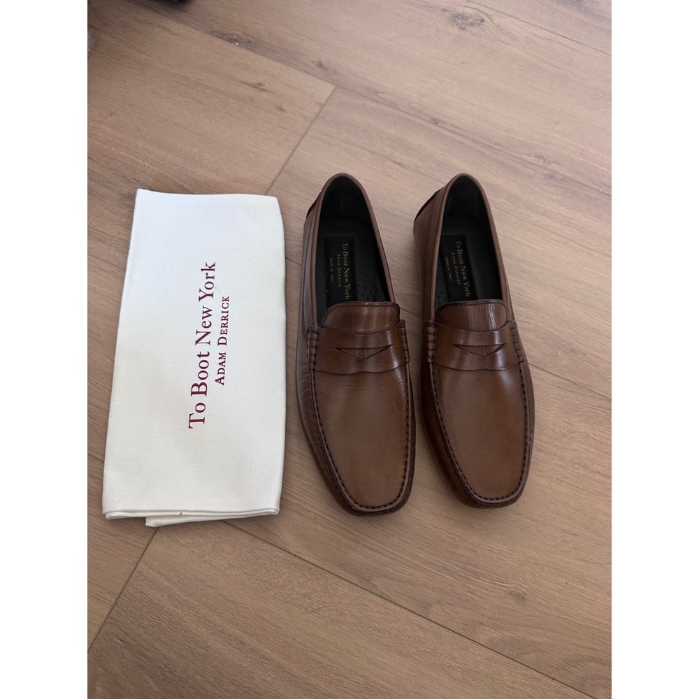 To Boot New York Adam Derrick Mens Brown Leather Penny Loafers Driving Shoes 8.5